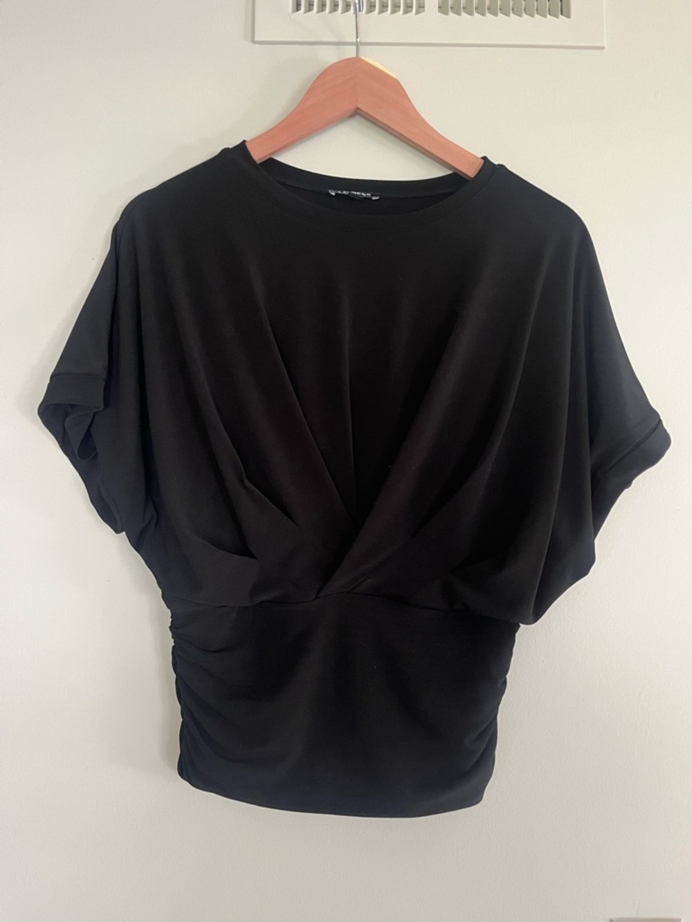 Express Black Draped Dolman Sleeve Tunic Top